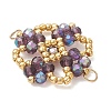 Electroplate Glass Beaded Flower Connector Charms PALLOY-MZ01297-01-3