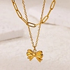 304 Stainless Steel Bowknot Pendant Necklaces LS-NJEW-L182-001G-04-2