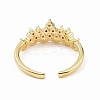 Clear Cubic Zirconia Crown Open Cuff Ring RJEW-B028-22G-3