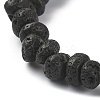 Natural Lava Rock & Pearl & Brass Beaded Stretch Bracelets BJEW-JB09493-01-4
