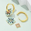 Brass Rhombus Hoop Earrings EJEW-R016-13G-04-3