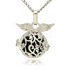 Silver Color Plated Brass Hollow Round Cage Pendants KK-J230-01S-1