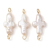 Natural Keshi Pearl Cross Links Connector Charms PALLOY-JF02822-1