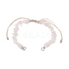 Natural Rose Quartz Chip Nylon Braided Beaded Bracelet Making AJEW-JB01296-01-1