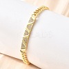 Brass Micro Pave Clear Cubic Zirconia Link Bracelets BJEW-F498-03B-G-1