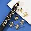 316 Stainless Steel with Natural Mixed Gemstone Cuff Rings RJEW-Z098-01G-07-1