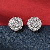 Flat Round Brass Micro Pave Clear Cubic Zirconia Stud Earrings EJEW-H180-13P-3