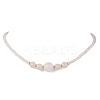 Natural Green Aventurine & Rose Quartz & Larvikite & Lapis Lazuli & Amethyst & Carnelian Round Graduated Beaded Necklaces NJEW-JN05654-3