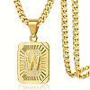 Rectangle with Letter Pattern 304 Stainless Steel Pendant Necklaces FS-WGFC766-24-1