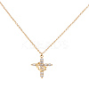 1Pc Brass Crystal Rhinestone Rotatable Crown Cross Pendant Cable Chain Necklaces for Women NJEW-LP0001-30-1