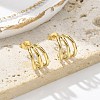 304 Stainless Steel Triple C-Shaped Stud Earrings for Women EJEW-C096-68G-01-1