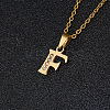 201 Stainless Steel Crystal Rhinestone Initial Pendant Necklaces FS-WG3A711-06-1