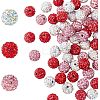 90Pcs 3 Colors Valentine's Day Theme Polymer Clay Rhinestone Round Beads RB-HY0001-02-1