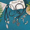 16Pcs 8 Styles Tibetan Style Alloy Cord Ends with Pendants FIND-TA0004-20-7