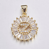 Long-Lasting Plated & Rack Plating Brass Micro Pave Cubic Zirconia Letter Pendants ZIRC-A007-03Z-G-1