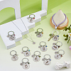 12Pcs 12 Styles Stainless Steel with Rhinestone Keychain KEYC-FH0001-68-5