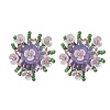 Flower Handmade Glass Seed Beads Stud Earrings EJEW-MZ00656-03-2