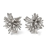 Flower Brass Micro Pave Clear Cubic Zirconia Stud Earrings EJEW-H171-01A-P-4