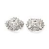 Flower Brass Micro Pave Clear Cubic Zirconia Bead Caps KK-V008-30P-2