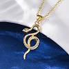 Brass Micro Pave Clear Cubic Zirconia Snake Pendant Necklaces LS-NJEW-S438-02B-G-1
