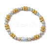 Natural Lava Rock & Synthetic Aqua Terra Jasper & Natural Aquamarine Beads Strethch Bracelets BJEW-JB11666-02-2