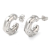 Rack Plating Brass Round with Heart Stud Earrings with Cubic Zirconia EJEW-E290-03P-1