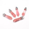 Bullet Platinum Plated Alloy Natural & Synthetic Mixed Stone Pointed Pendants G-F228-06-RS-2