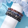 4Pcs Constellation 8mm Round Natural Larvikite & Blue Spot Jasper & Rhodonite & Picasso Jasper Beaded Stretch Bracelets for Women BJEW-JB10639-3