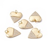 Rack Plating Brass Micro Pave Clear Cubic Zirconia Pendants ZIRC-C040-18G-4