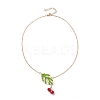 Handmade Glass Seed Beaded Leaf Shape Pendant Brass Cable Chain Necklaces for Women NJEW-MZ00127-01-4