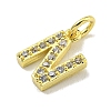 Letter Brass Micro Pave Clear Cubic Zirconia Pendants KK-K354-06G-N-2