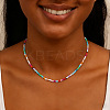 Summer Colorful Round Glass Seed Beaded Necklaces for Women and Girls ZR3315-1