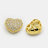 Hollow Heart Brass Cubic Zirconia Beads ZIRC-F001-136G-1