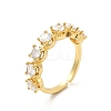 Cubic Zirconia Open Cuff Ring RJEW-C055-01G-01-1