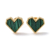 6 Pair 2 Color Synthetic Malachite Heart Stud Earrings EJEW-A024-11-3