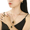 304 Stainless Steel & Cubic Zirconia & Cat Eye Pendant Necklaces & Stud Earrings & Rings & Bangles FS-WGBA184-02-2