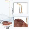 Brass Reverse Style Incense Burner Holder with Wood Teardrop Ash Catcher Tray AJEW-WH0258-702-2