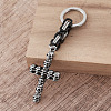 304 Stainless Steel Skull-shape Cross Keychains HC7516-5