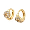 Flat Round Brass Micro Pave Clear Cubic Zirconia Hoop Earrings EJEW-H170-02G-4