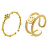 2Pcs 2 Styles Brass Micro Pave Cubic Zirconia Cuff Rings for Women RJEW-S399-03G-4