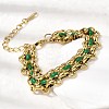 304 Stainless Steel Enamel Link Chain Bracelets for Women BJEW-A152-03G-3