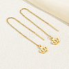 Geometric Circle Earrings with Tassel Studs 201 Stainless Steel Chain BK2334-7-1
