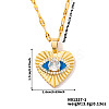 Chic Minimalist Brass Blue Enamel Evil Eye Heart Pendant Dapped Chain Necklace for Women YW3524-1-1