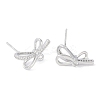 Left and Right Brass Pave Clear Cubic Zirconia Stud Earring Findings KK-F875-02P-2