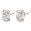 Brass Micro Pave Cubic Zirconia Stud Earring Findings with Loops CU-CBA1682-03P-1