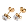 Ion Plating(IP) 304 Stainless Steel Cubic Zirconia Stud Earring Findings STAS-P373-06B-04-1