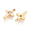 Ion Plating(IP) 304 Stainless Steel Micro Pave Cubic Zirconia Charms STAS-N110-01C-G-2