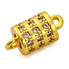 Brass Micro Pave Clear Cubic Zirconia Hollow Column Connector Charms KK-A230-05D-G-2