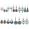 10 Pairs 10 Style Synthetic Turquoise Teardrop & Flat Round & Fan Dangle Earrings EJEW-FI0001-45-1