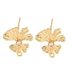 Brass Micro Pave Cubic Zirconia Stud Earring Findings KK-U015-02G-1